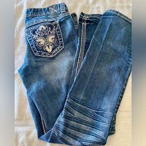 Amethyst Blue Boot Cut Jeans with Embroidery size 7